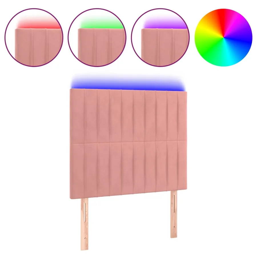 Tête de lit à LED Rose 80x5x118/128 cm Velours - 2