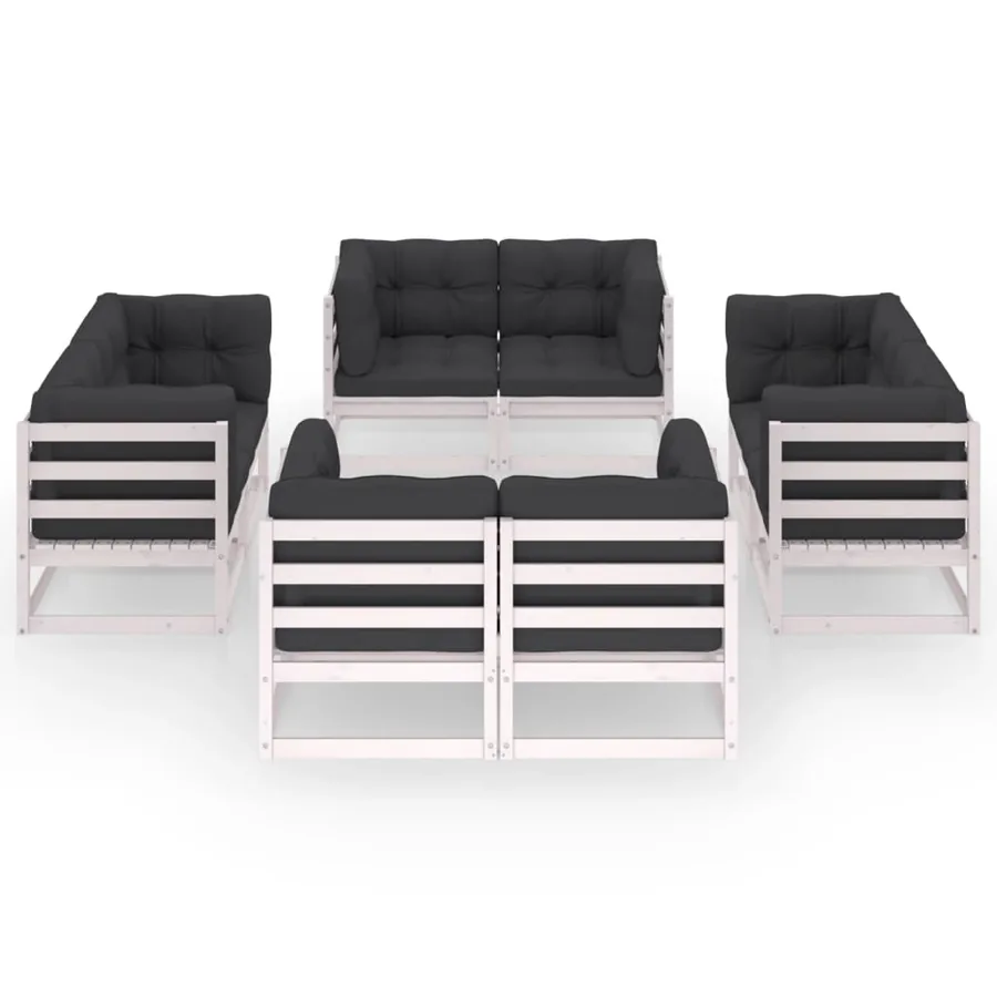 Salon de jardin 8 pcs avec coussins Bois de pin massif - 2