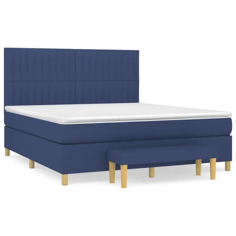 Sommier à lattes de lit avec matelas Bleu 180x200 cm Tissu - 2