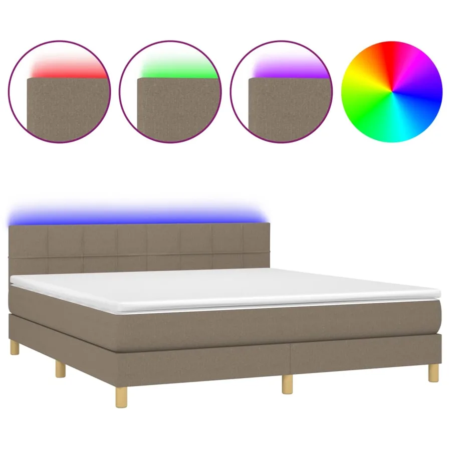 Sommier à lattes de lit avec matelas LED Taupe 180x200 cm Tissu - 2