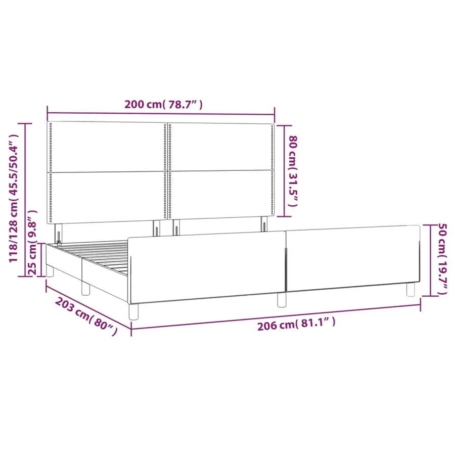 Cadre de lit sans matelas blanc 200x200 cm similicuir - 14