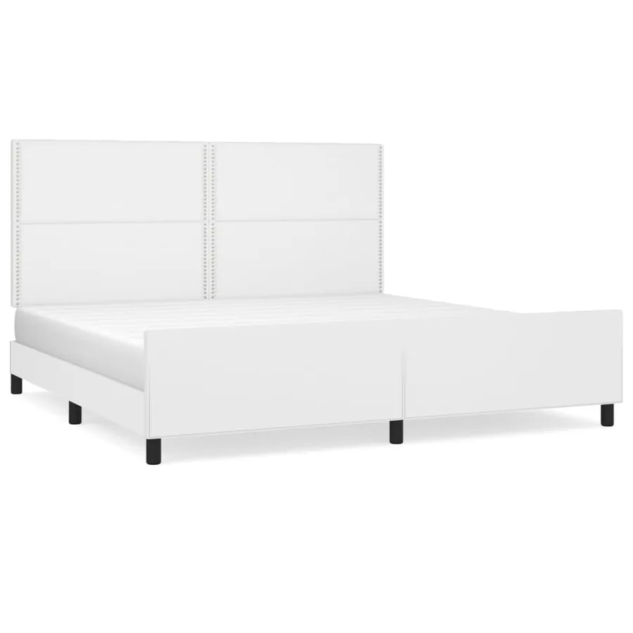 Cadre de lit sans matelas blanc 200x200 cm similicuir - 2