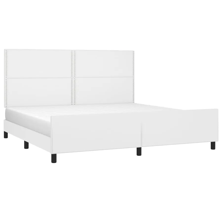 Cadre de lit sans matelas blanc 200x200 cm similicuir - 3