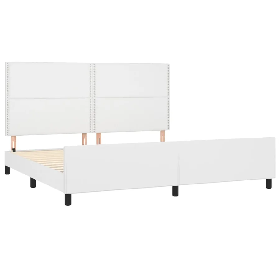 Cadre de lit sans matelas blanc 200x200 cm similicuir - 4