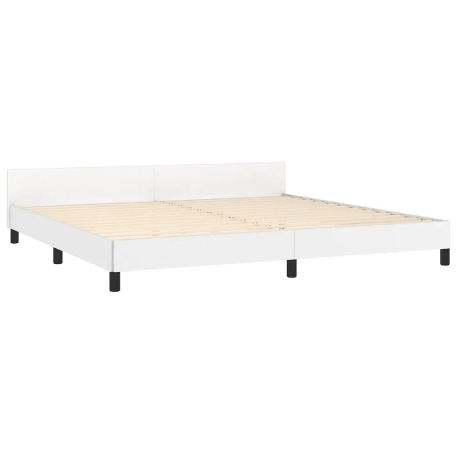 Cadre de lit sans matelas blanc 200x200 cm similicuir - 5