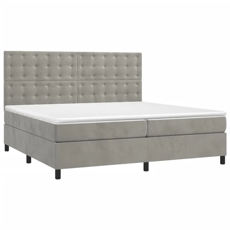 Sommier à lattes de lit matelas et LED Gris clair 200x200 cm - 3