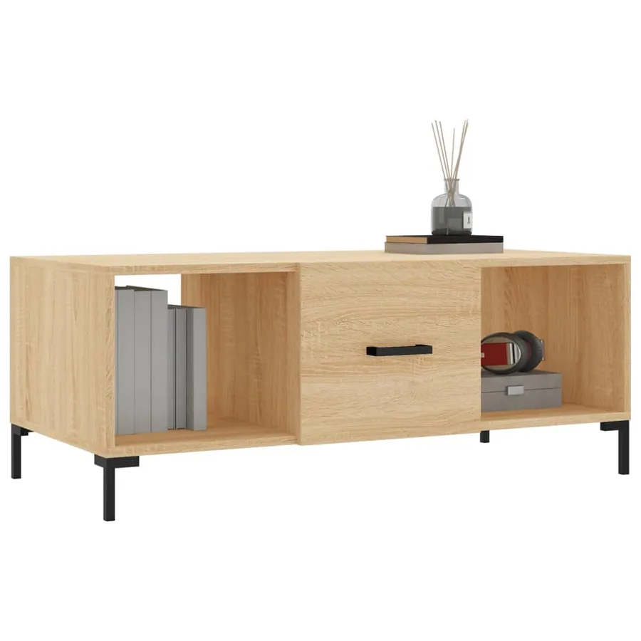 Table basse chêne sonoma 102x50x40 cm bois d'ingénierie - 3