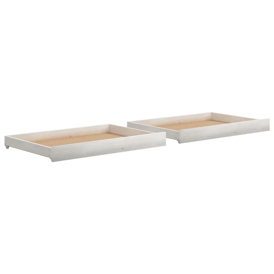 Tiroirs de lit 2 pcs Blanc Bois de pin massif - 2