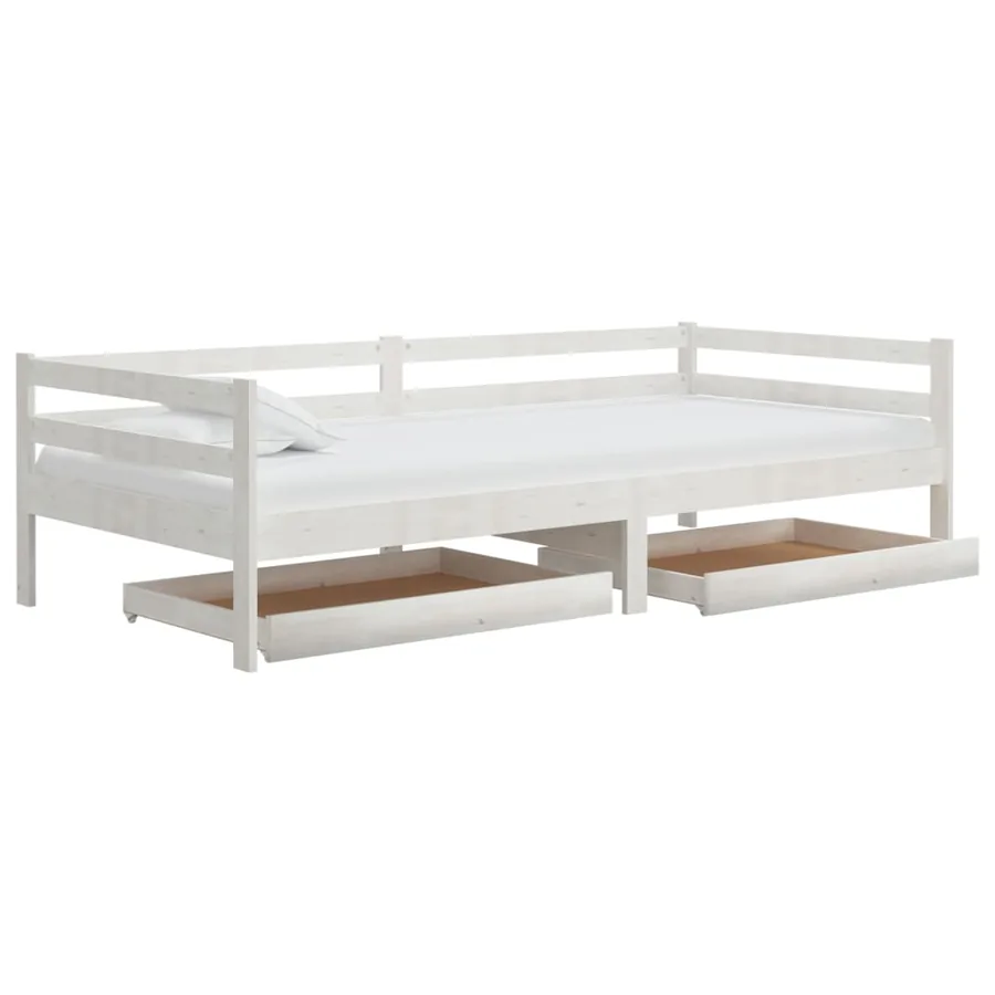 Tiroirs de lit 2 pcs Blanc Bois de pin massif - 3