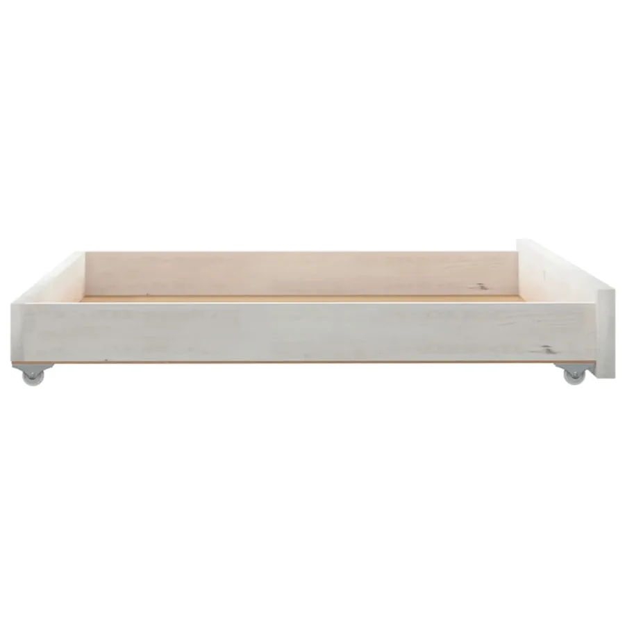 Tiroirs de lit 2 pcs Blanc Bois de pin massif - 6