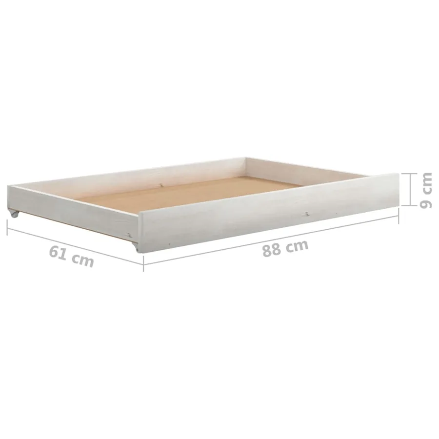 Tiroirs de lit 2 pcs Blanc Bois de pin massif - 7