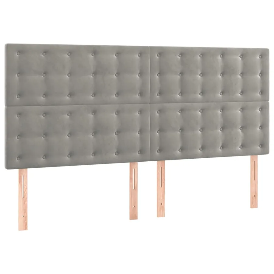 Tête de lit à LED Gris clair 200x5x118/128 cm Velours - 4