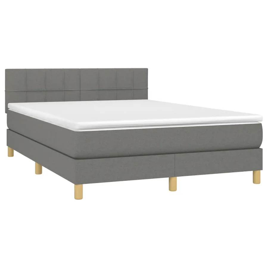 Sommier à lattes de lit avec matelas Gris foncé 140x190cm Tissu - 3
