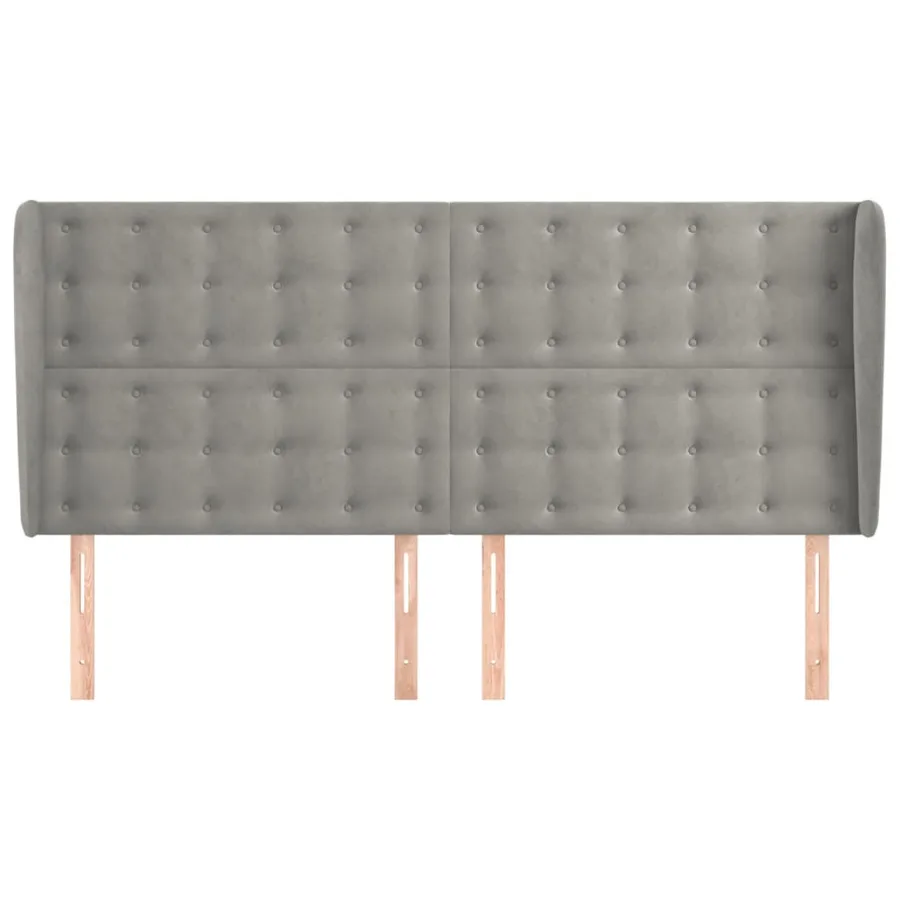 Tête de lit avec oreilles Gris clair 203x23x118/128 cm Velours - 3