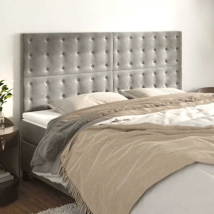 Tête de lit Gris clair 200x5x118/128 cm Velours