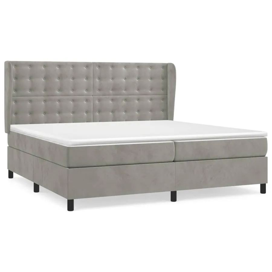 Sommier à lattes de lit et matelas Gris clair 200x200cm Velours - 2