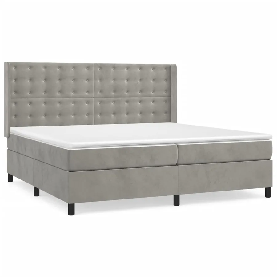Sommier à lattes de lit et matelas Gris clair 200x200cm Velours - 2