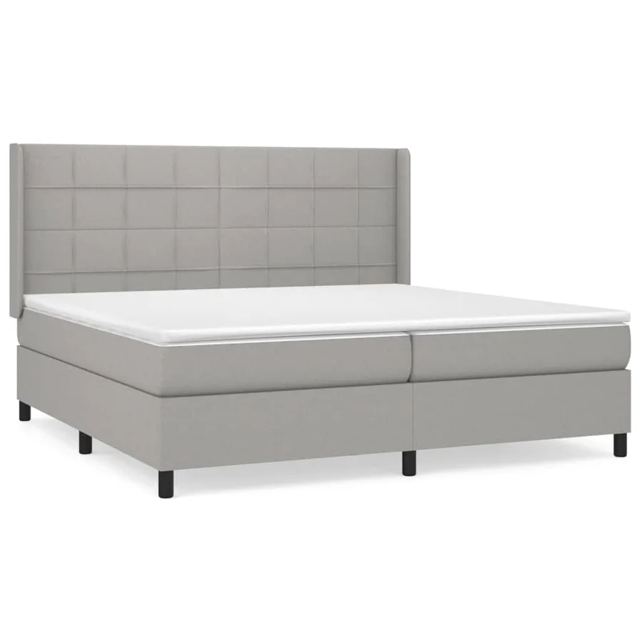 Sommier à lattes de lit avec matelas Gris clair 200x200cm Tissu - 2