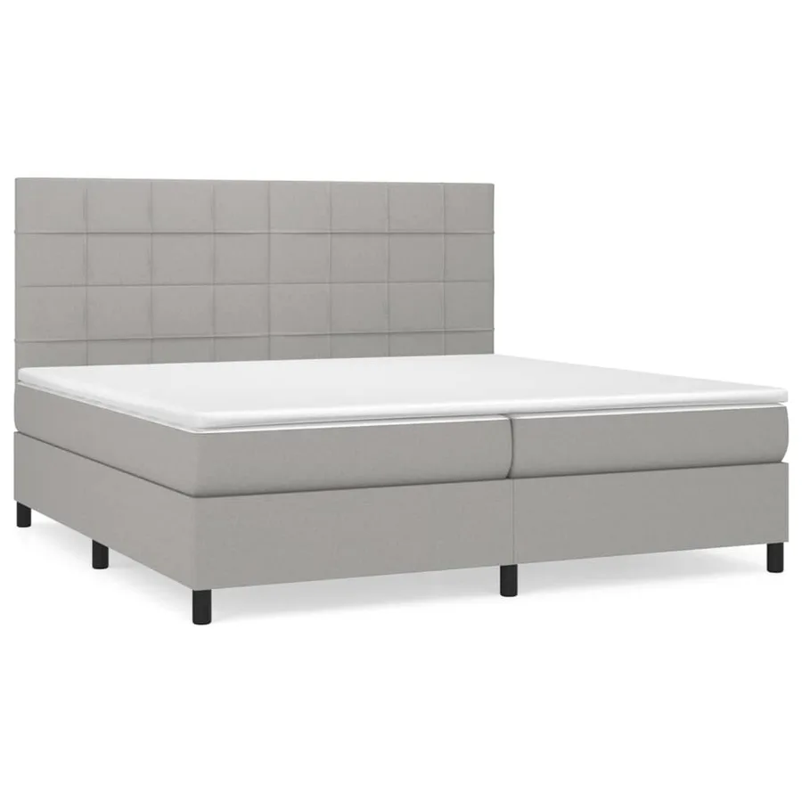 Sommier à lattes de lit avec matelas Gris clair 200x200cm Tissu - 2