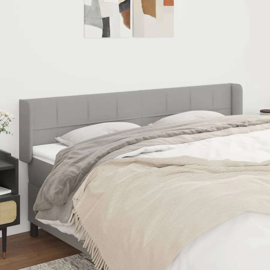 Tête de lit avec oreilles Gris clair 203x16x78/88 cm Tissu