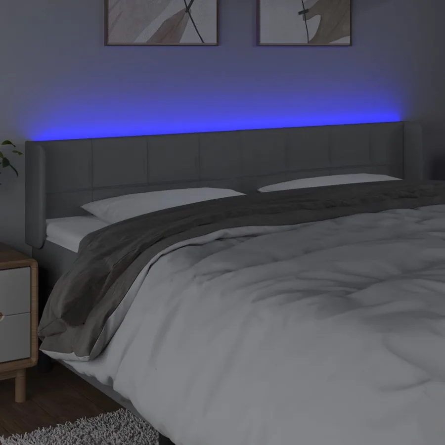 Tête de lit à LED Gris clair 203x16x78/88 cm Tissu - 4
