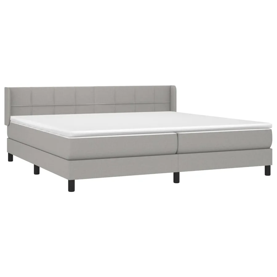 Sommier à lattes de lit avec matelas Gris clair 200x200cm Tissu - 3