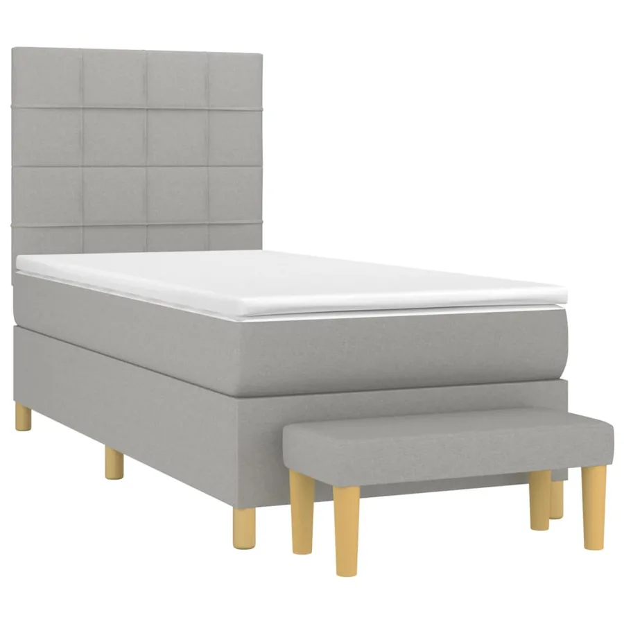 Sommier à lattes de lit avec matelas Gris clair 100x200cm Tissu - 3