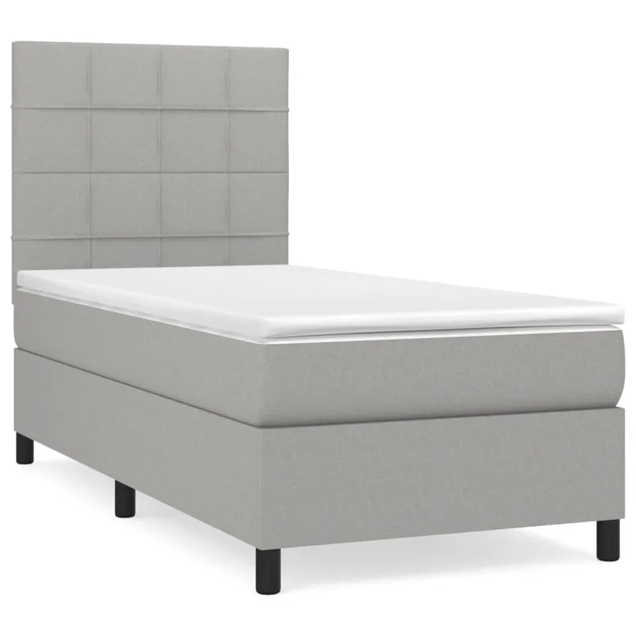 Sommier à lattes de lit avec matelas Gris clair 100x200cm Tissu - 2