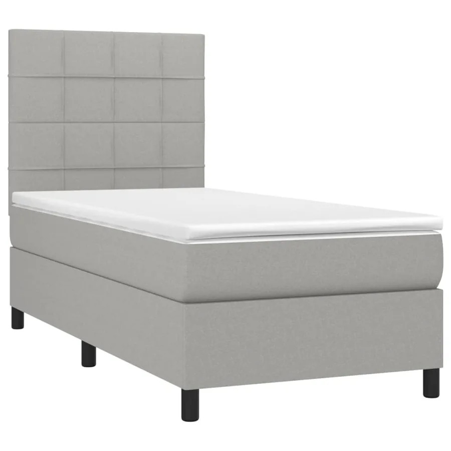 Sommier à lattes de lit avec matelas Gris clair 100x200cm Tissu - 3