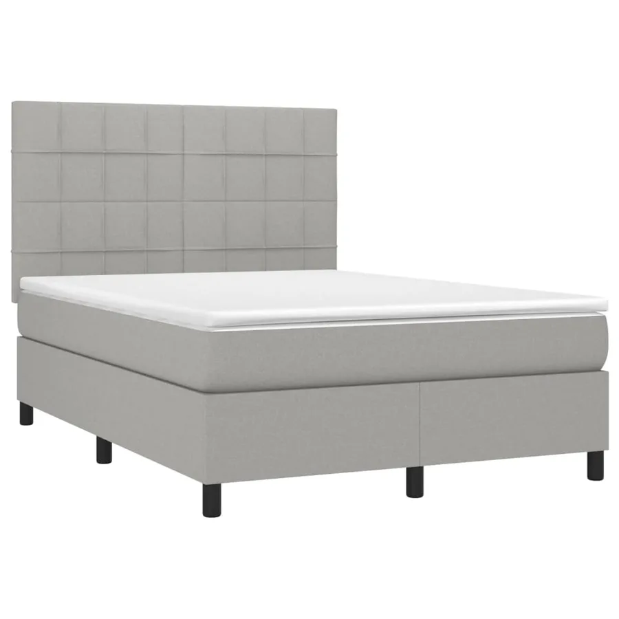 Sommier à lattes de lit et matelas et LED Gris clair 140x200 cm - 3