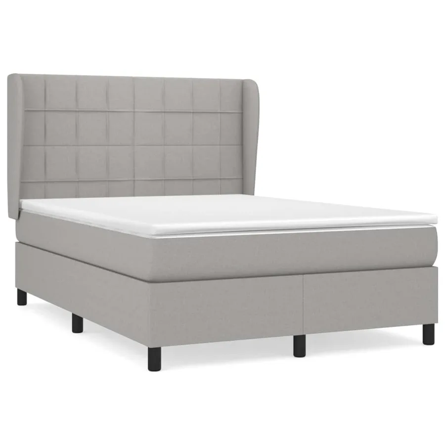 Sommier à lattes de lit avec matelas Gris clair 140x200cm Tissu - 2