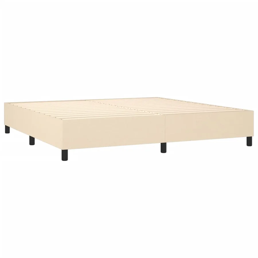 Sommier à lattes de lit matelas et LED Crème 200x200 cm Tissu - 5