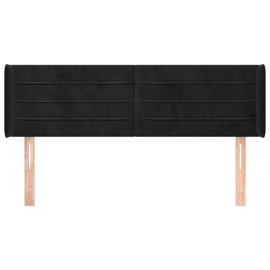 Tête de lit avec oreilles Noir 147x16x78/88 cm Velours - 3