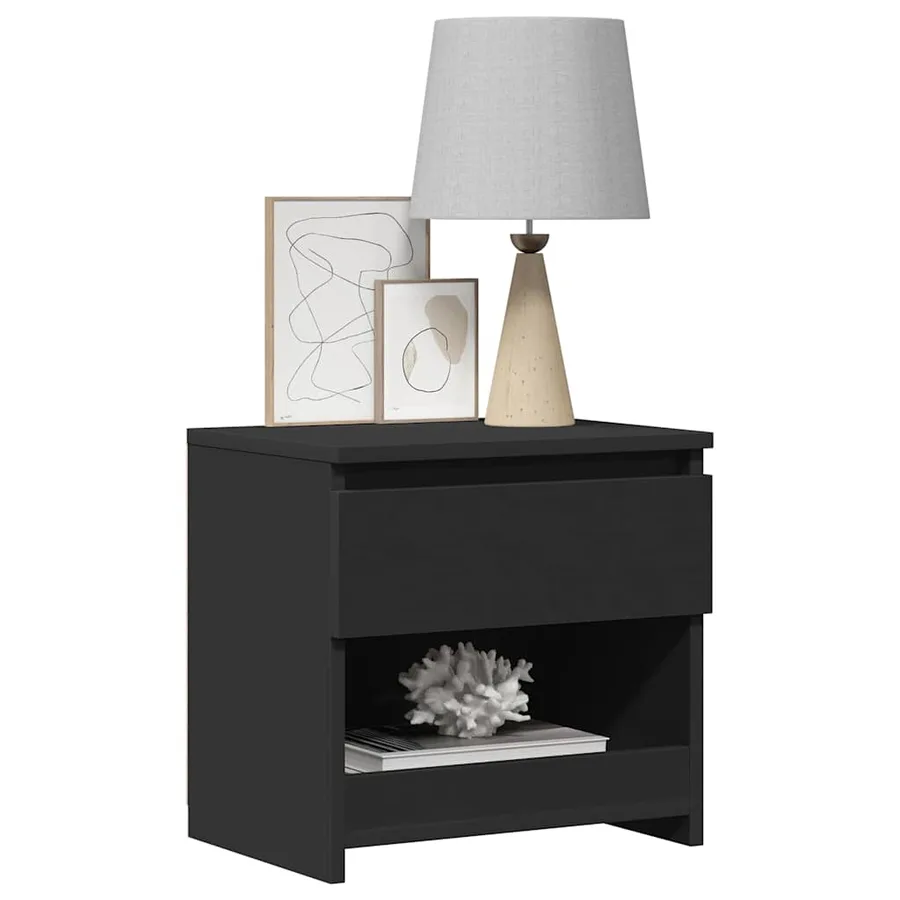 Table de chevet Noir 40x30x39 cm Bois d’ingénierie - 9