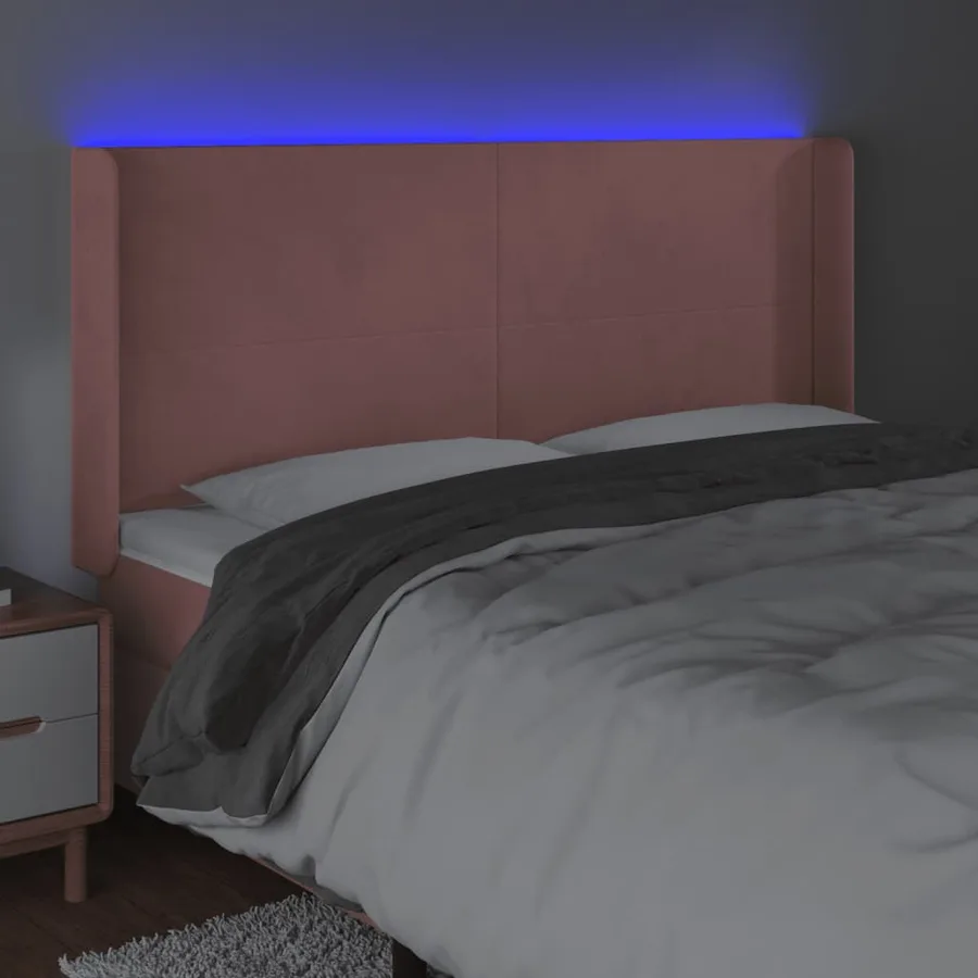 Tête de lit à LED Rose 183x16x118/128 cm Velours - 4