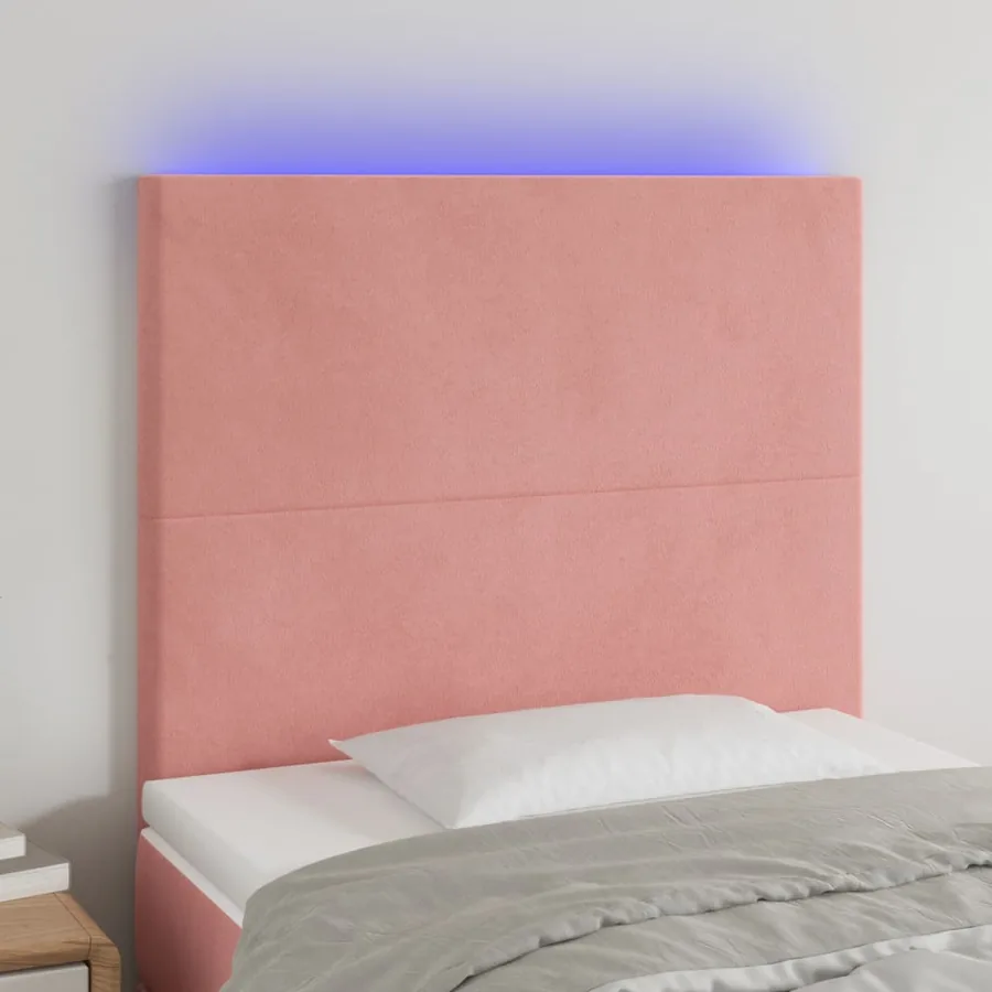 Tête de lit à LED Rose 90x5x118/128 cm Velours