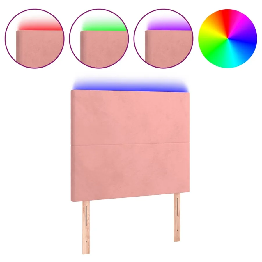 Tête de lit à LED Rose 90x5x118/128 cm Velours - 2
