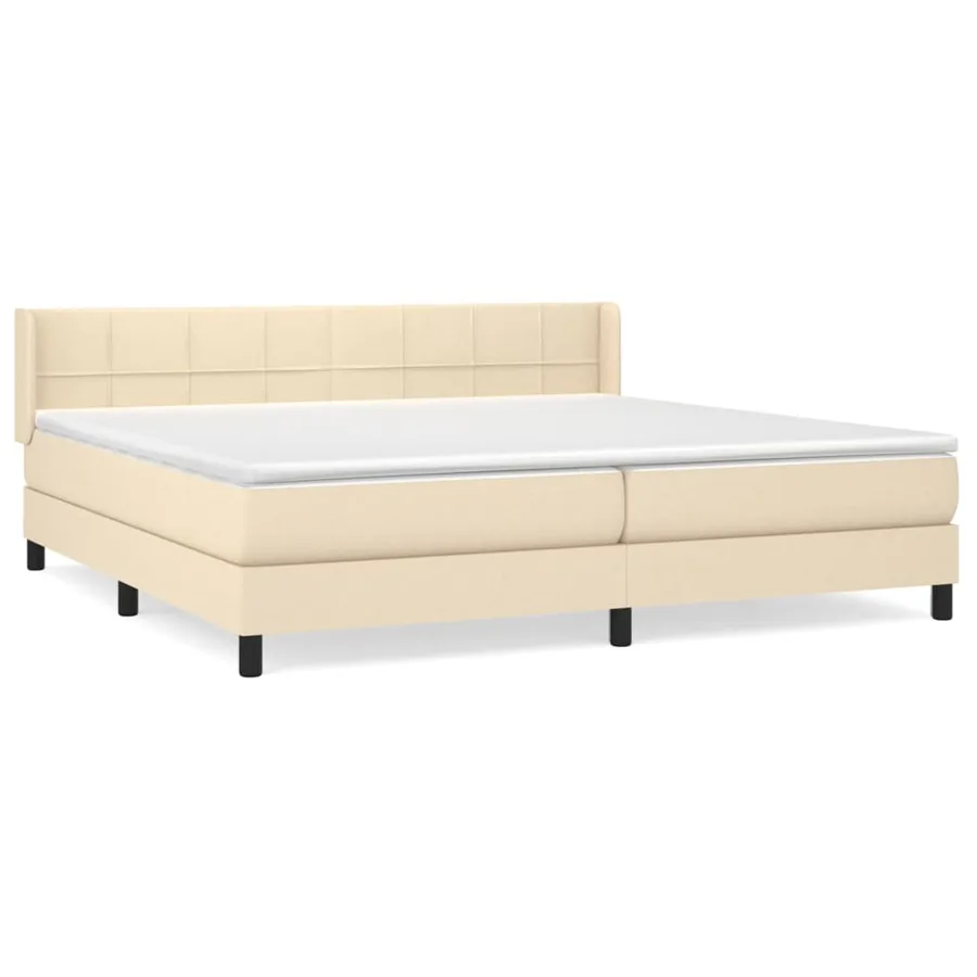 Sommier à lattes de lit avec matelas Crème 200x200 cm Tissu - 2