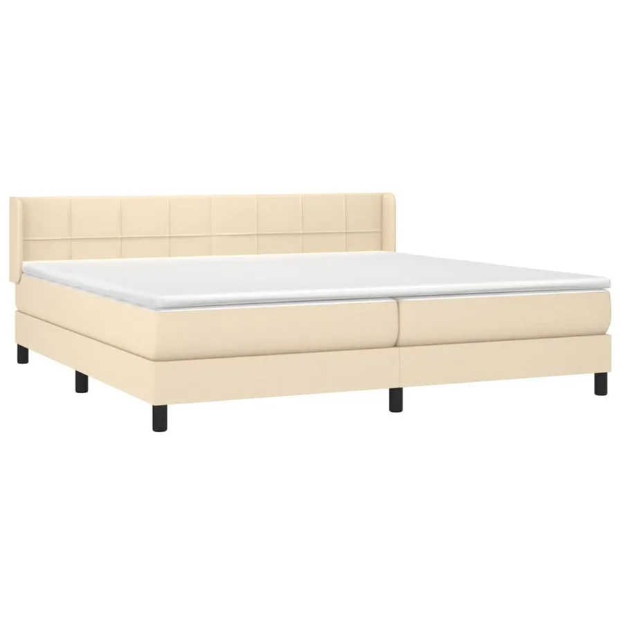 Sommier à lattes de lit avec matelas Crème 200x200 cm Tissu - 3