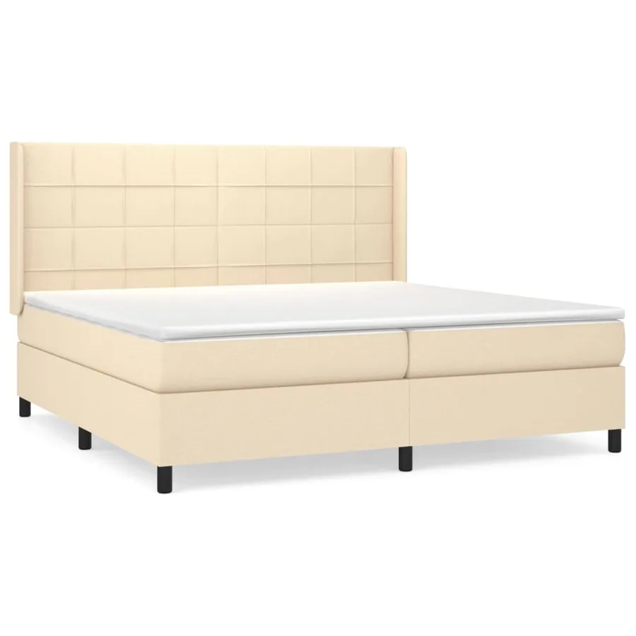Sommier à lattes de lit avec matelas Crème 200x200 cm Tissu - 2