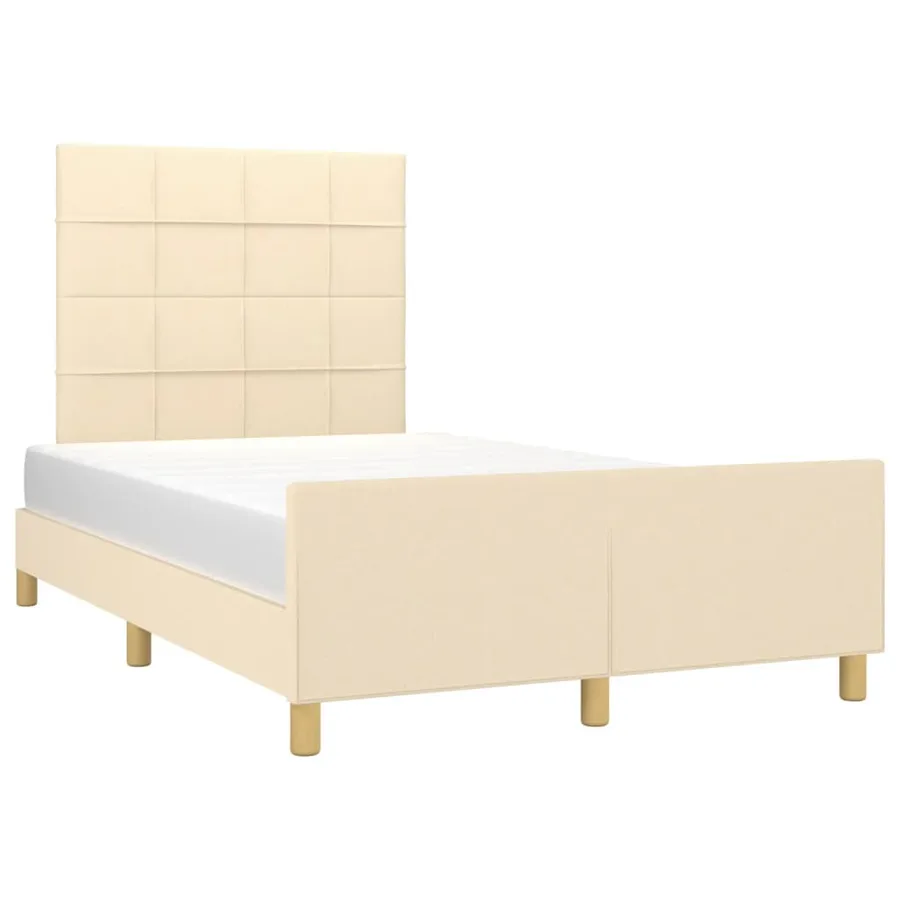 Cadre de lit sans matelas crème 120x200 cm tissu - 3