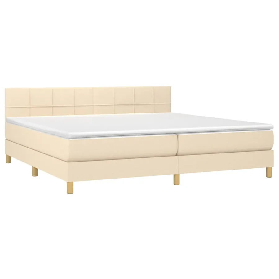 Sommier à lattes de lit avec matelas Crème 200x200 cm Tissu - 3