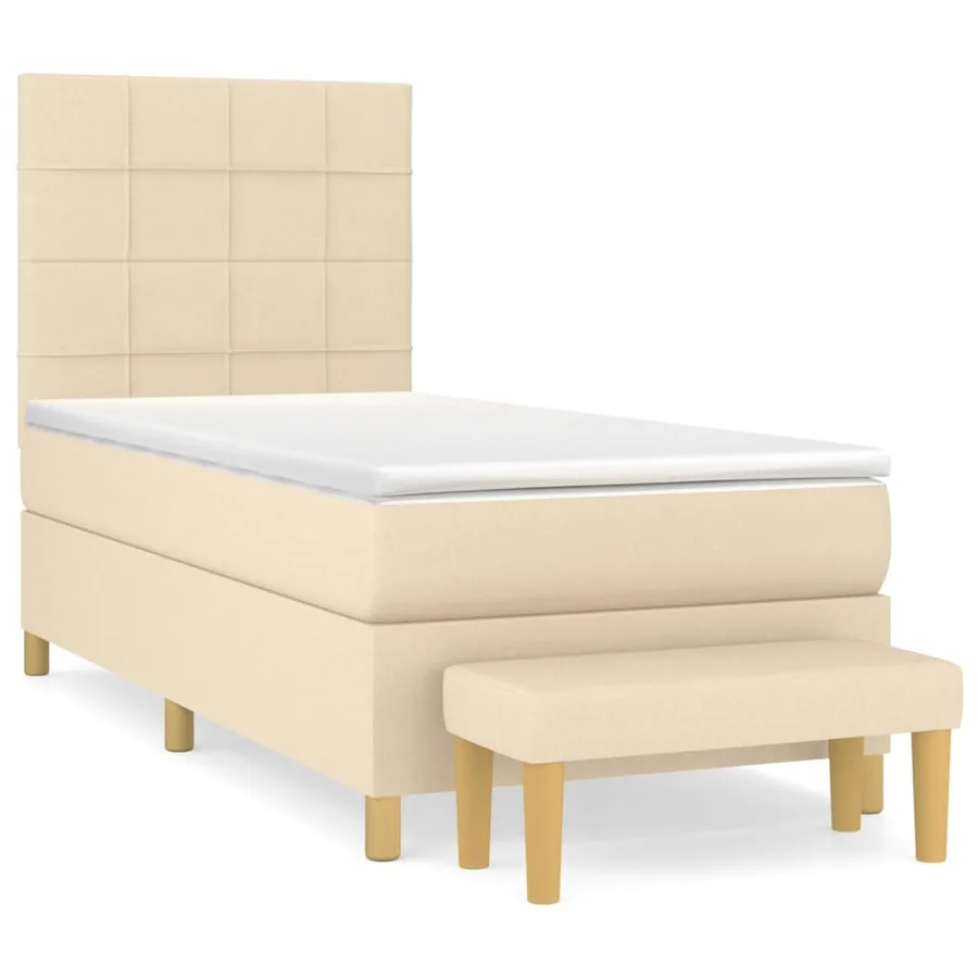Sommier à lattes de lit avec matelas Crème 100x200 cm Tissu - 2