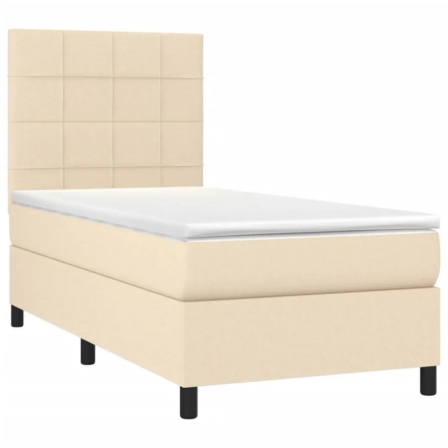 Sommier à lattes de lit avec matelas Crème 100x200 cm Tissu - 3