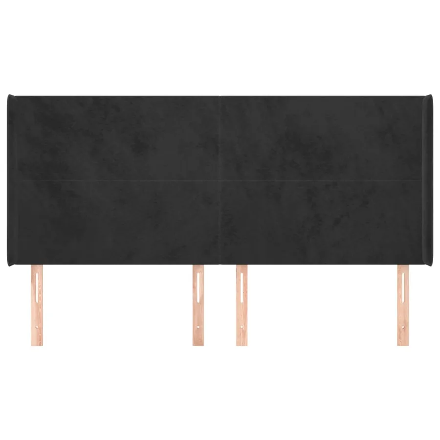 Tête de lit avec oreilles Noir 203x16x118/128 cm Velours - 3