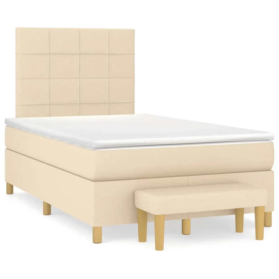 Sommier à lattes de lit avec matelas Crème 120x200 cm Tissu - 2