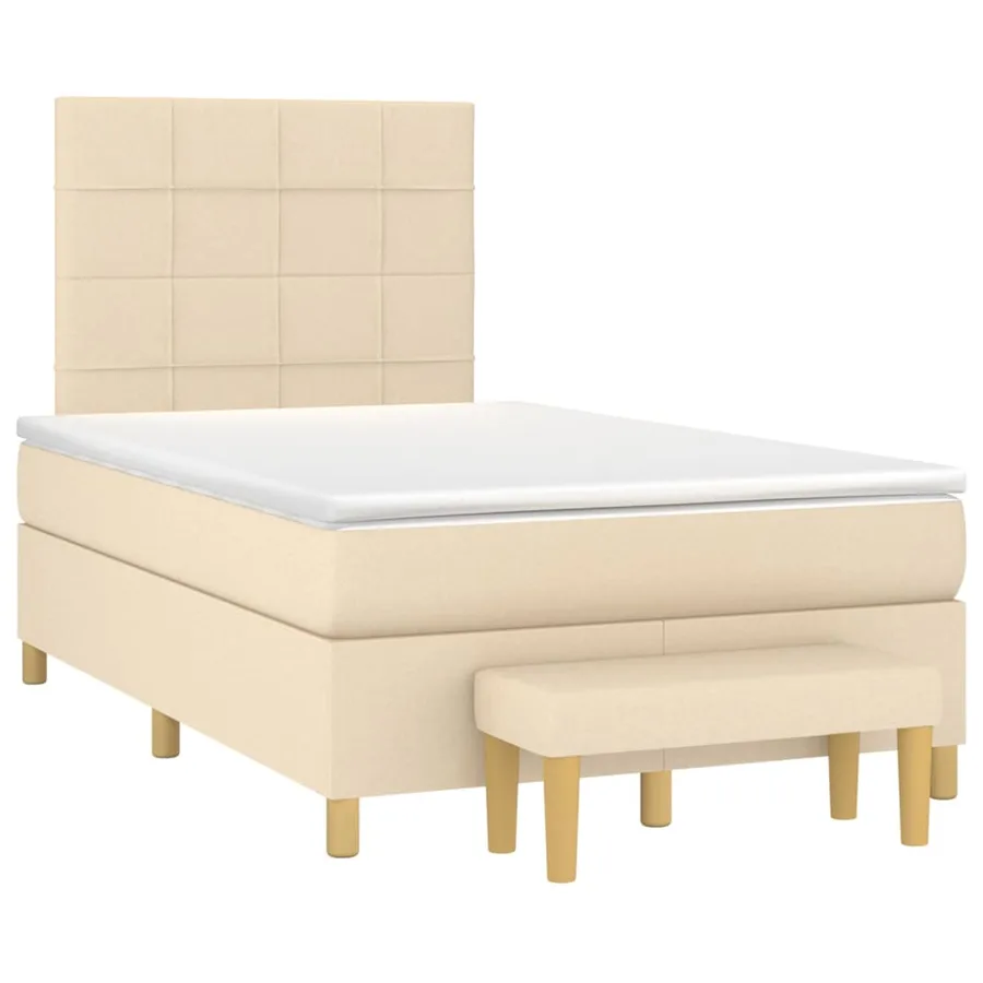 Sommier à lattes de lit avec matelas Crème 120x200 cm Tissu - 3