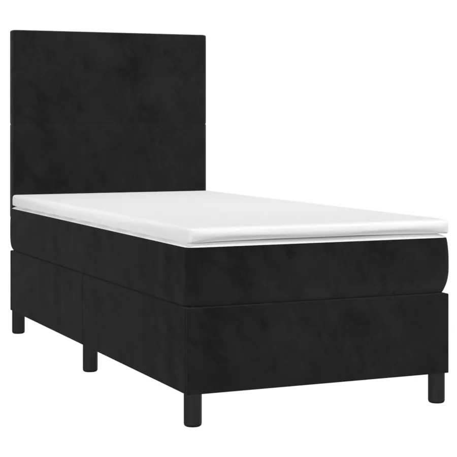 Sommier à lattes de lit avec matelas Noir 100x200 cm Velours - 3