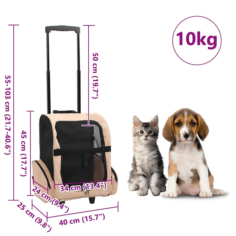 Chariot polyvalent pliable pour animaux de compagnie sable - 8