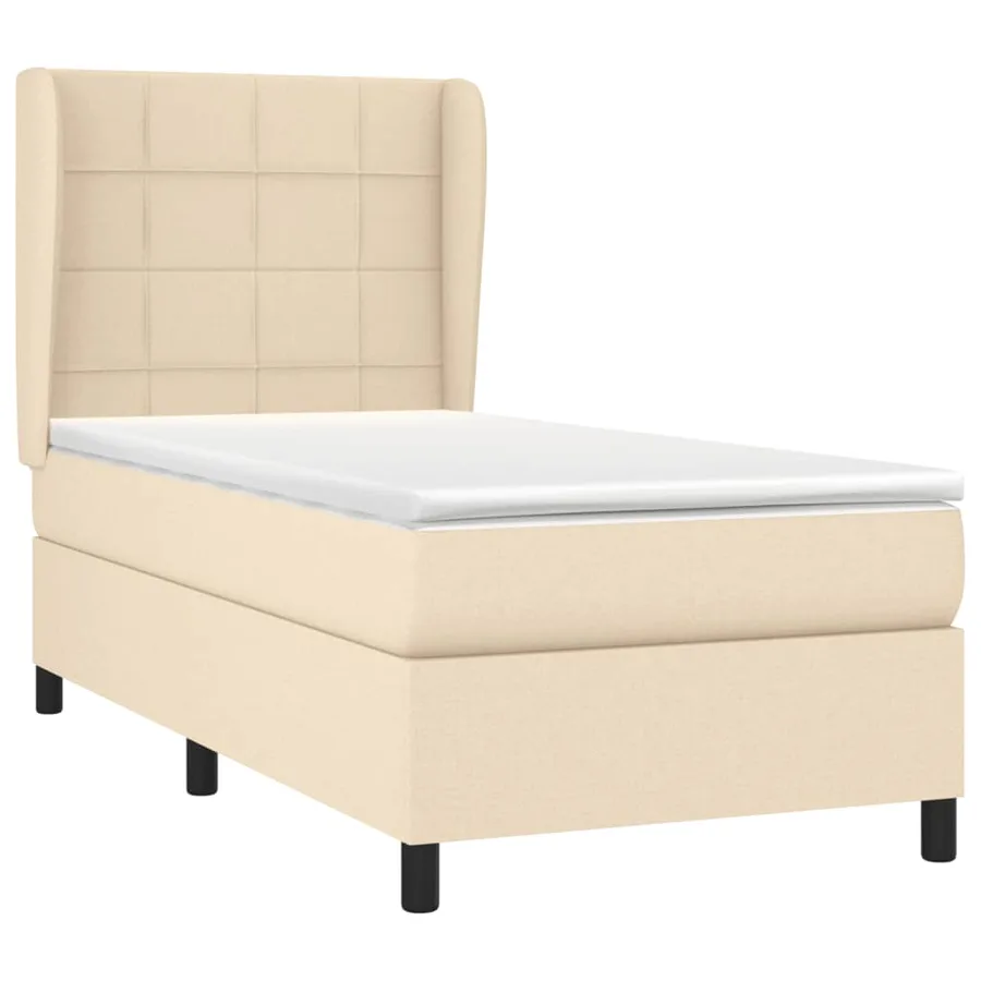 Sommier à lattes de lit avec matelas Crème 100x200 cm Tissu - 3